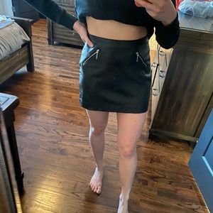 H&M Black Faux Leather Skirt